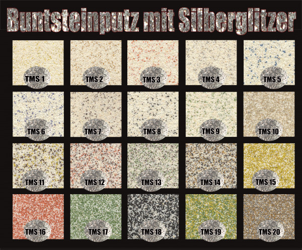 Buntsteinputz Farbgruppe 1 (div. Farben) mit Silber Glitzer 15 kg