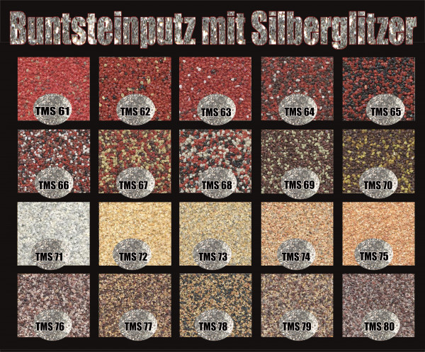 Buntsteinputz Farbgruppe 2 (div. Farben) mit Silber Glitzer 15 kg
