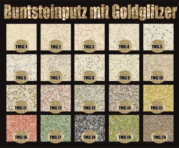 Buntsteinputz Farbgruppe 1 (div. Farben) mit Gold Glitzer 15 kg