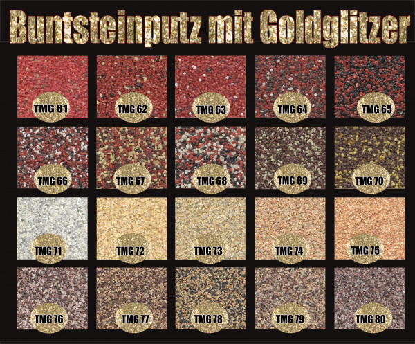 Buntsteinputz Farbgruppe 2 (div. Farben) mit Gold Glitzer 15 kg